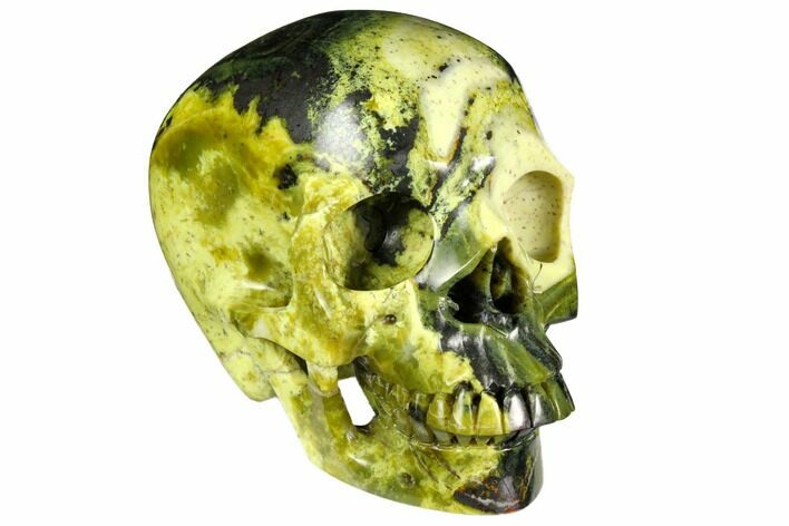 Realistic, Polished Yellow Turquoise Jasper Skull - Magnetic #151188